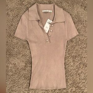 Abercrombie & Fitch Ribbed Collared Top